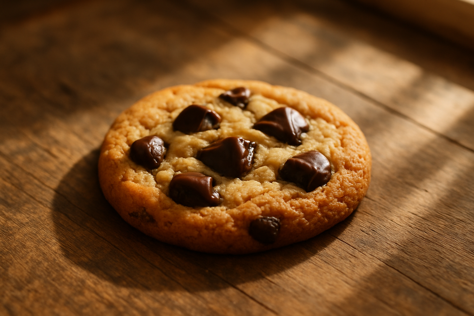 chocolate chip cookie in natural light no plate