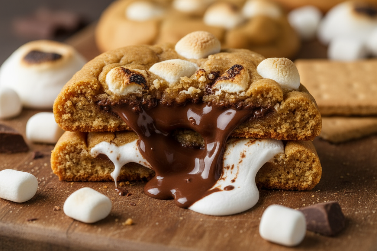 smores stuffed cookie